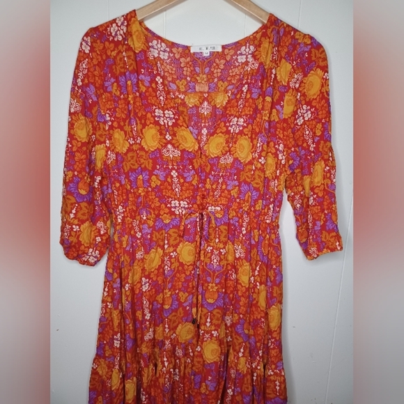 Vibrant Floral Maxi Dress in Orange and Purple - Picture 13 of 13